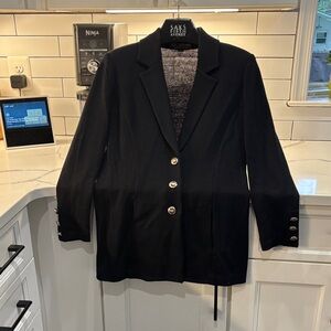 St. John Black Blazer with Gold Buttons